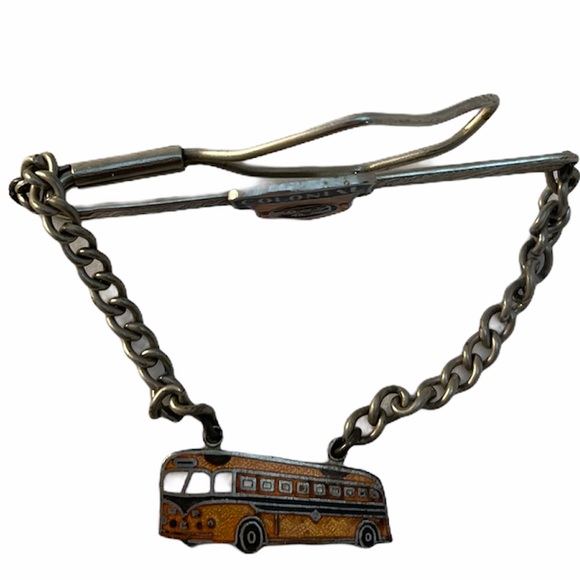 VTG colonial bus tie clip with silver tone - Picture 2 of 4